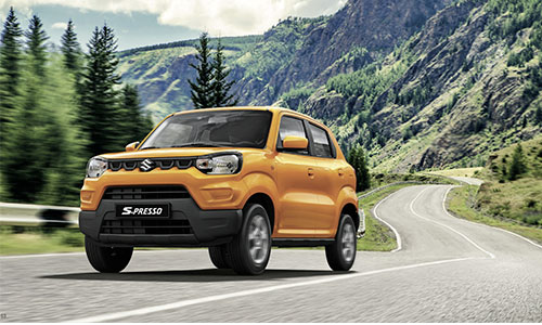 Vehicle Suzuki SPRESSO orange mountains